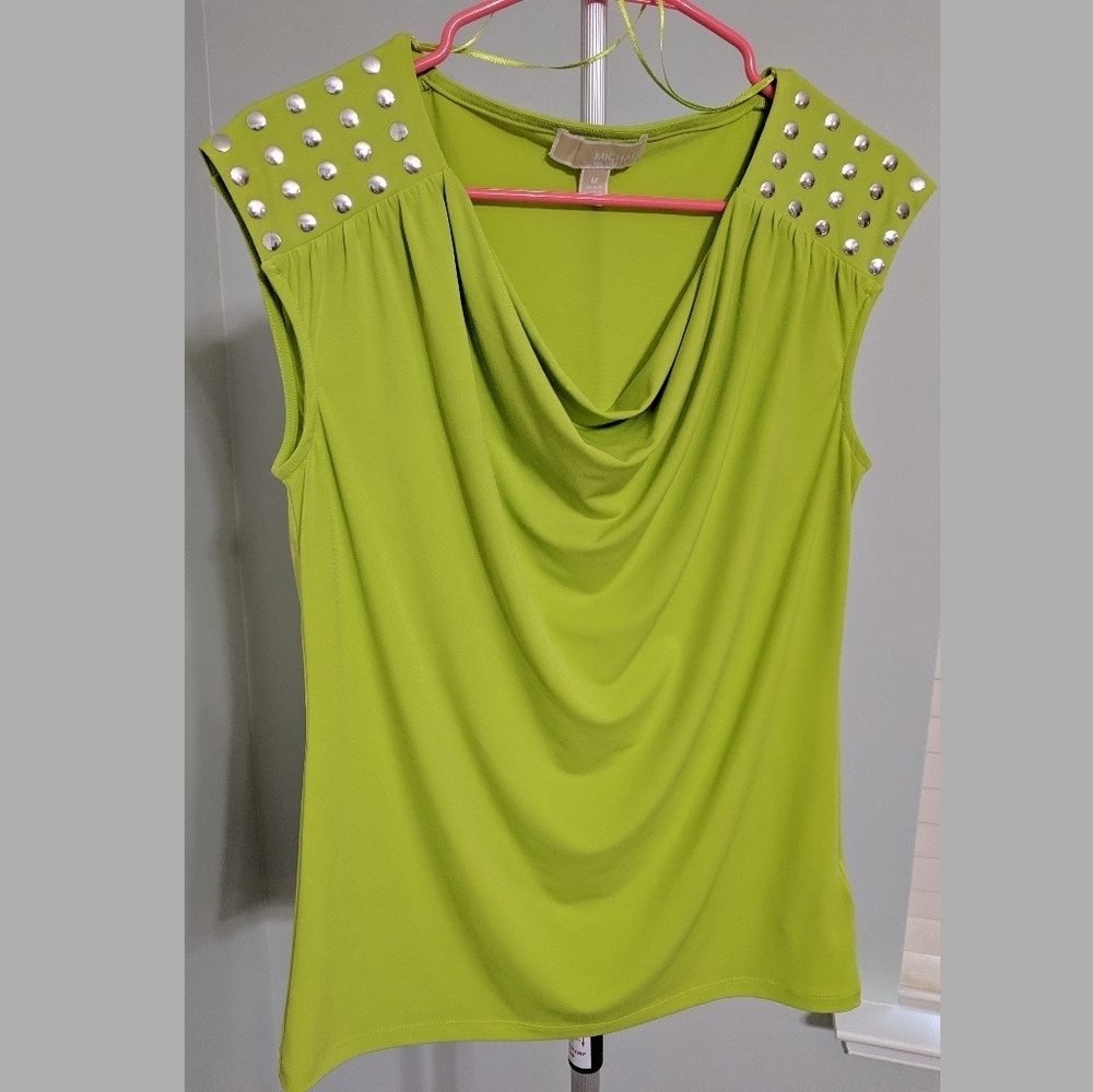 Lime green Michael Kors cowl neck top